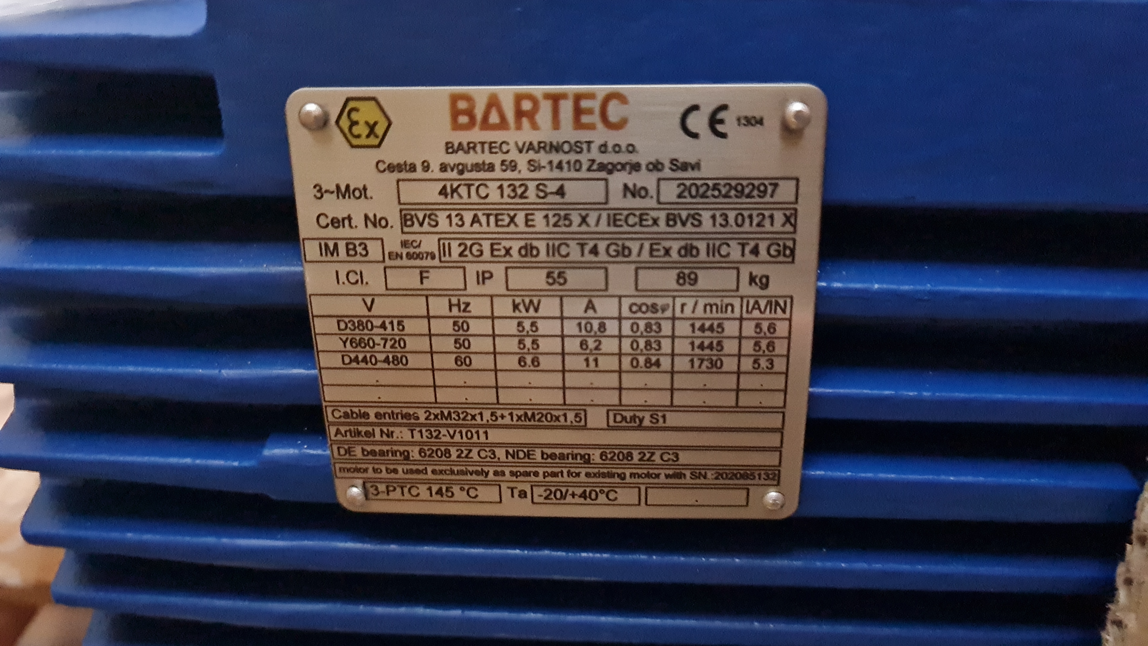 Bartec 4KTC 132 S-4 Asynchronous Three-phase Motor With Flameproof Enc ...