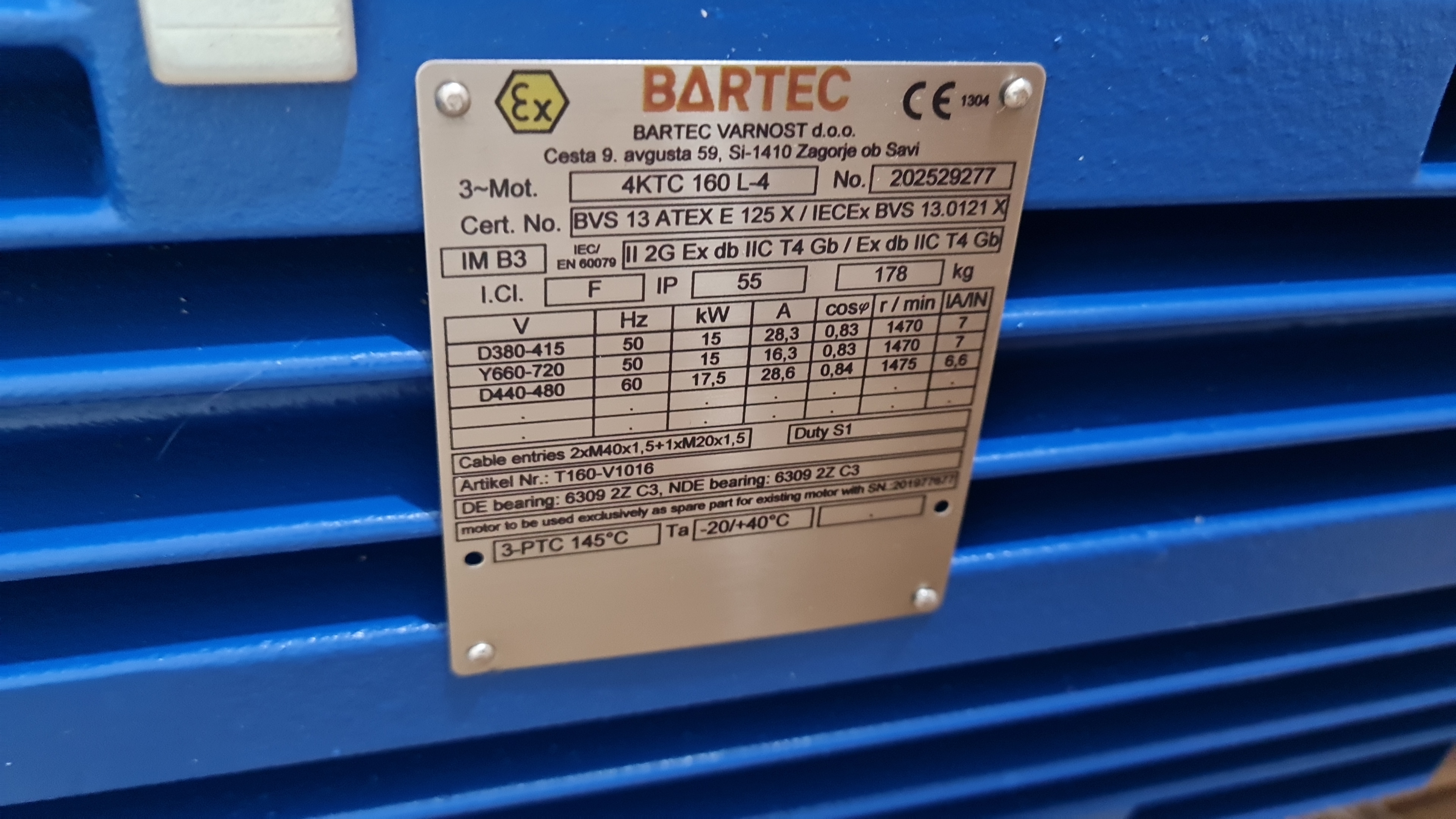 Bartec 4KTC 160L-4 Motor