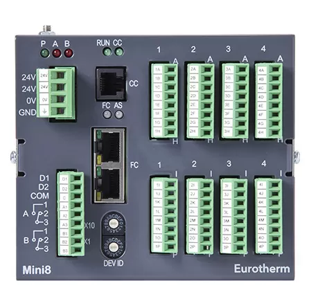 Eurotherm MINI8/16LP/0PRG/VL/PBUS9PIN/C/TC8/TC8/DO8/DO8/STD/ 120/NONE/ENG/NONE/XXXXX/XXXXX/XXXXXX/XXXXX/XXX Controller