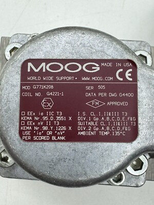 Moog G771K208 S02FOFA4VA4 Servo Valve
