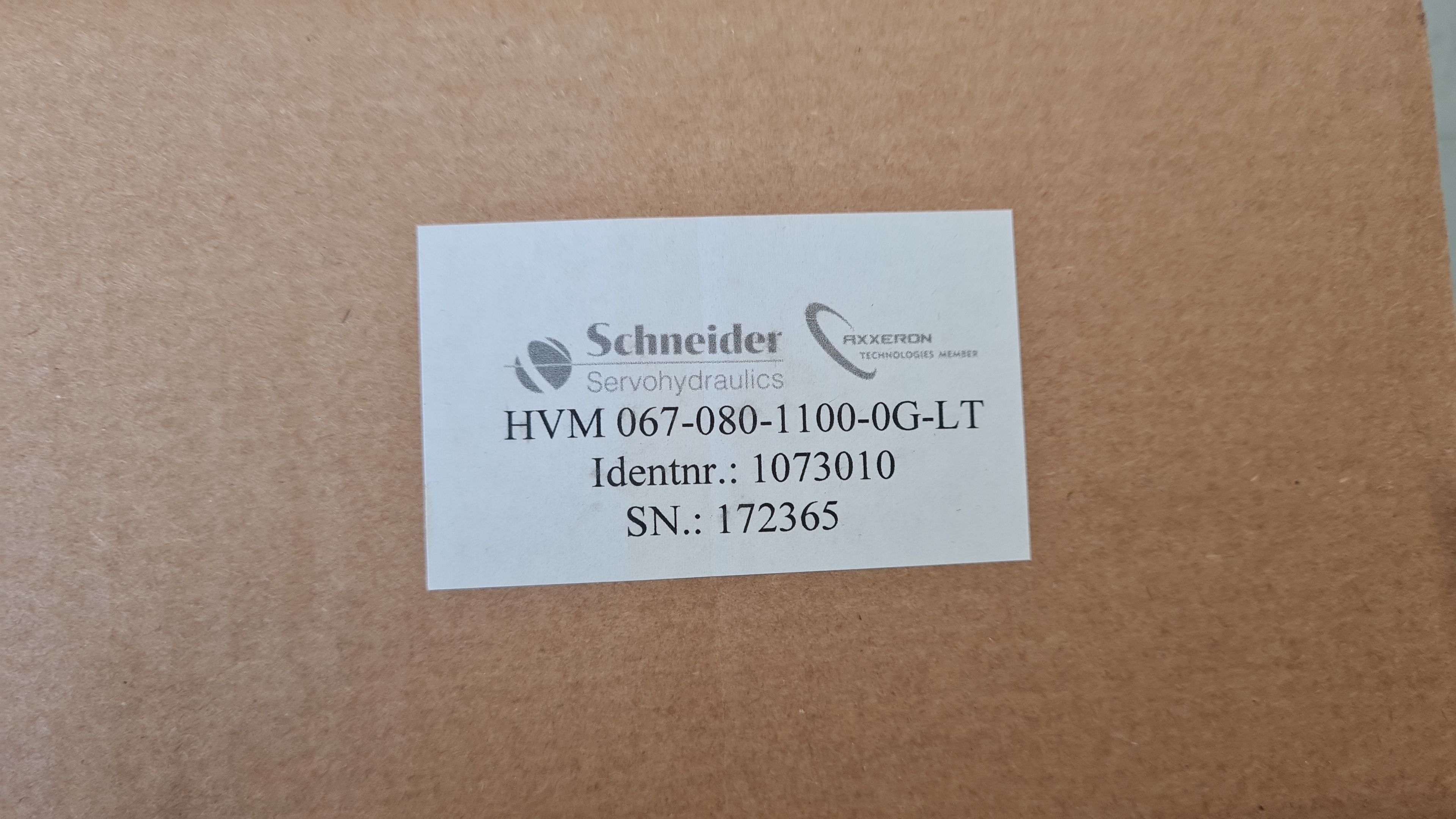 Schneider Kreuznach HVM 067-080-1100-0G-LT  Servo Valve