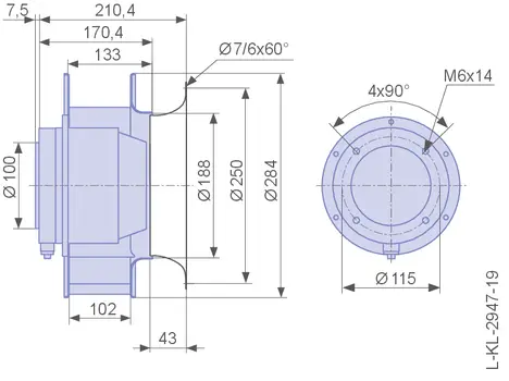 Ziehl-Abegg RH28M-2DK.3F.1R / 126387  Cooling Fan
