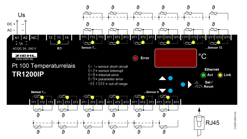 Ziehl TR 1200 IP // Part No T224078 Temperature Measurement Pt 100